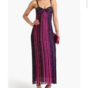 *NEW* Missoni Twisted Empire-Waist Pleated Paillette Knit Maxi Dress